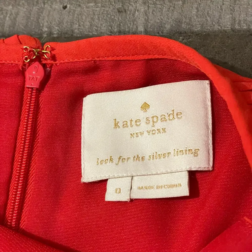 Kate Spade Pleated Plisse Cape Overlay Mini Dress Women’s Size 0 Red